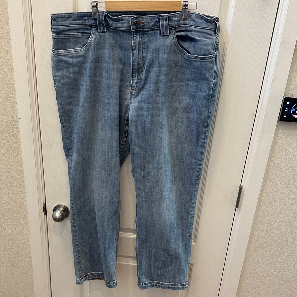 Duluth Trading Co Light Blue Straight Jeans Ballroom Double Flex Relxd 40x30